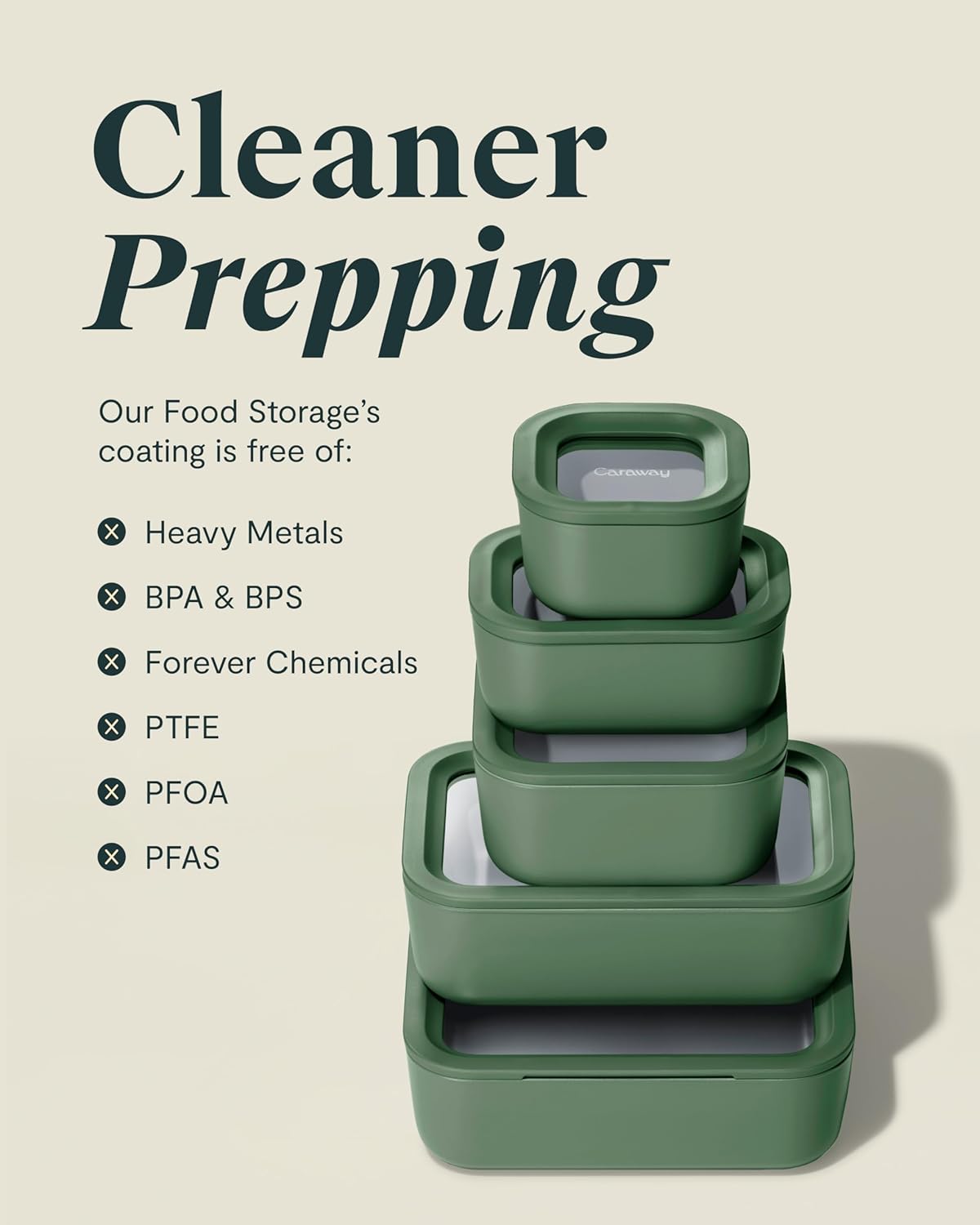 Caraway 25pc Glass Food Storage Set - Non-Toxic Ceramic-Coated Glass - Air Release Technology - Compact & Stackable Design - Mist