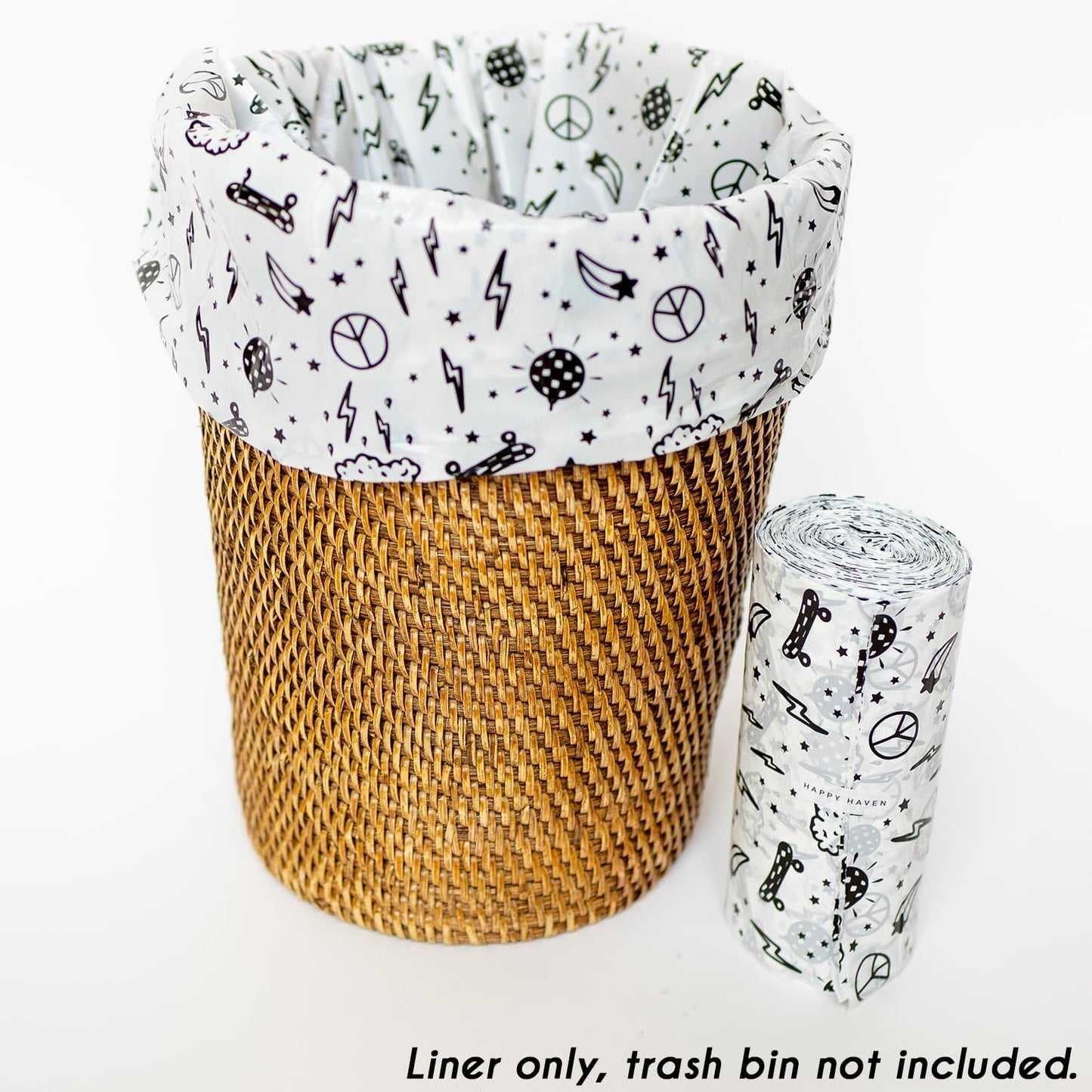 Happy Haven Trash Bags for 2,3,4 Gallon Trash Can, Small Garbage Bags - Bedroom & Bathroom, Decorative Cute Wastebasket Trash Can Liner Kids - 50 Count (Everyday Electric)