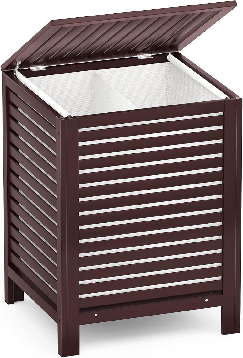 Homykic Bamboo Laundry Hamper with Lid, 120L Large Clothes Laundry Sorter with Removable 2-Section Liner Bag, Raised Laundry Basket Organizer for Clothing, Bathroom, Bedroom, Laundry Room, Espresso