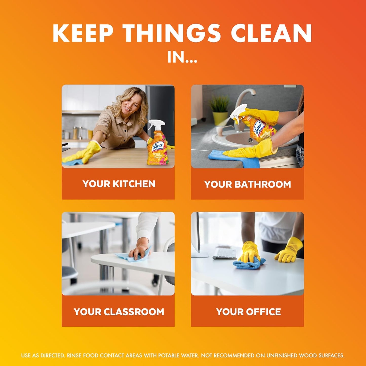 Lysol All Purpose Cleaner Spray, Multi-Purpose Disinfecting Spray, Kitchen & Bathroom Cleaner, Mango & Hibiscus Scent, 32 Fl Oz