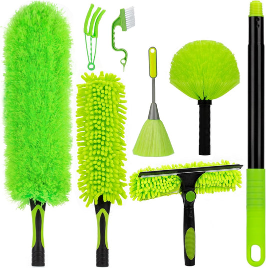 15 Foot Dusters for Cleaning, Duster with Extension Pole 7-15ft, Microfiber Feather Duster Used for Cleaning Ceiling Fan, High Window, Blinds, Shutters, Sofa, Cobweb Duster for Home (14 PCS)