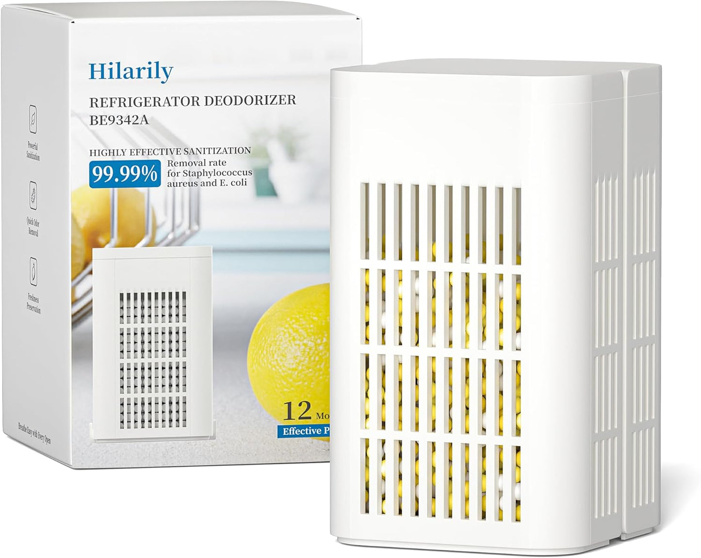 Strongest Refrigerator Deodorizer Odor Eliminator - 24h Fast Odor Removal, 12Months Long-Lasting Freshness, Non-Toxic Formula