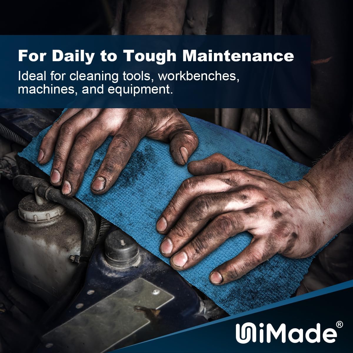 Shop Towels, 100 Sheets Microfiber Cleaning Cloth Commercial Grade Washcloths Lint-Free Bulk Shops Rags for Cars Mechanic Restaurant Garage Housekeeping, 11"x 9", Blue