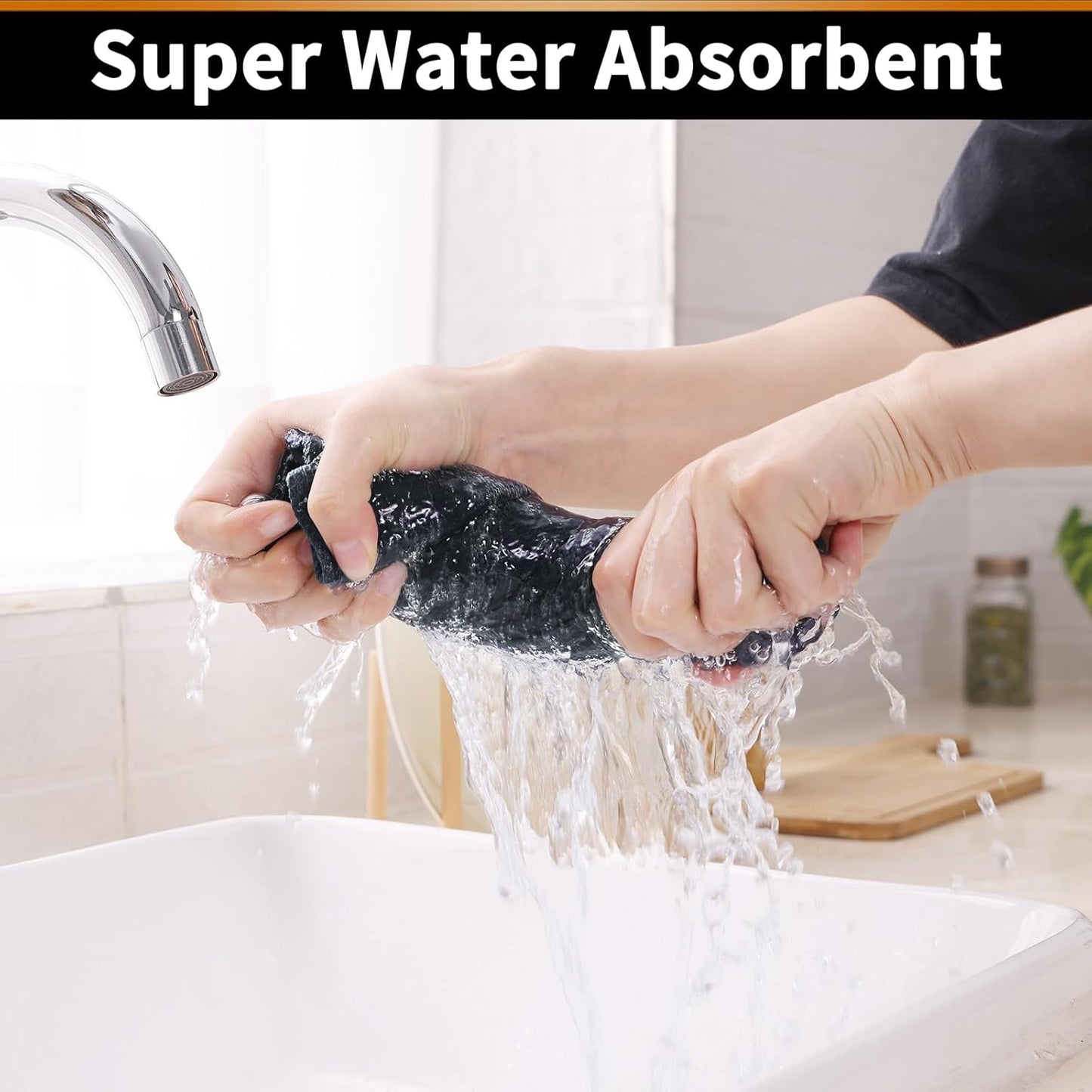 Homaxy 100% Cotton Waffle Weave Kitchen Towels - 8 Pack Soft and Absorbent Dish Towels - 16 x 26 Inches Quick Dry Hand Towels - Dark Grey