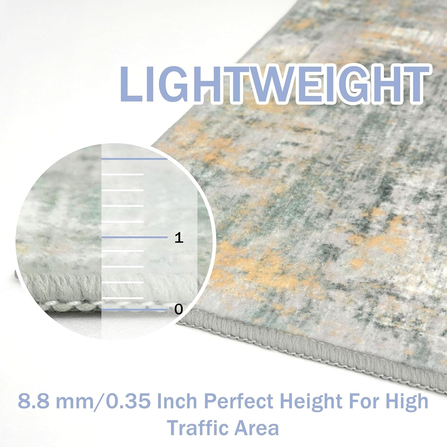 IOHOUZE Small Abstract Area Rug 2x3 Ft Entryway Rugs Washable Door Mat Indoor Entrance, Printed Faux Wool Non Slip Floor Carpet for Foyer Front Door Sink, Light Green/Gray/Orange