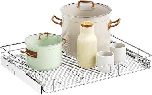 LOVMOR Pull Out Cabinet Organizer 25½" W x 21½" D, Kitchen Cabinet Pull Out Shelves Slide Out Storage