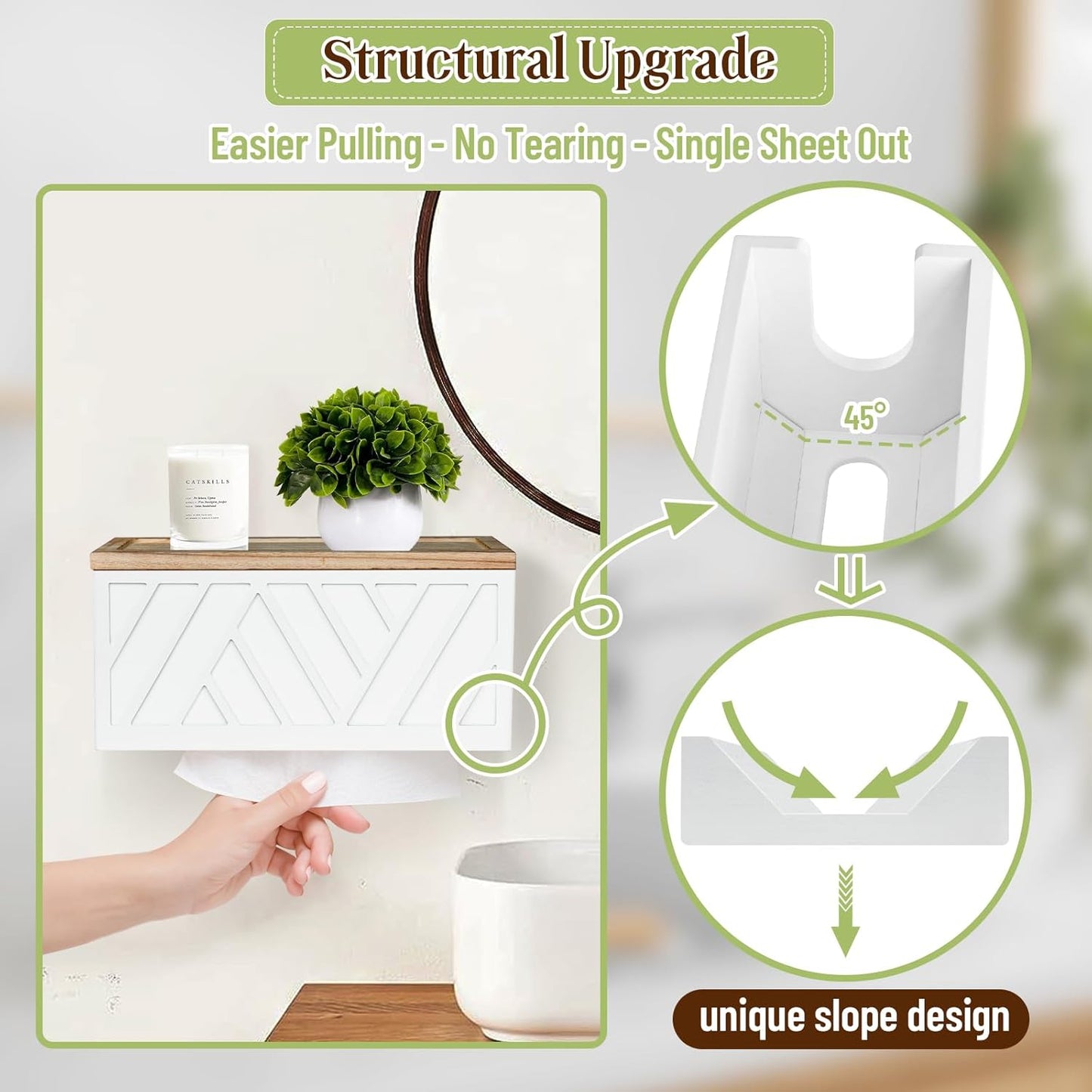 Paper Towel Dispenser Wall Mount, Paper Towel Holder Wall Mounted with Lid, Solid Wood Commercial C-Fold, Z-Fold, Trifold Hand Paper Towel Holder Dispenser Hand Towel Holder for Bathroom Kitchen Decor