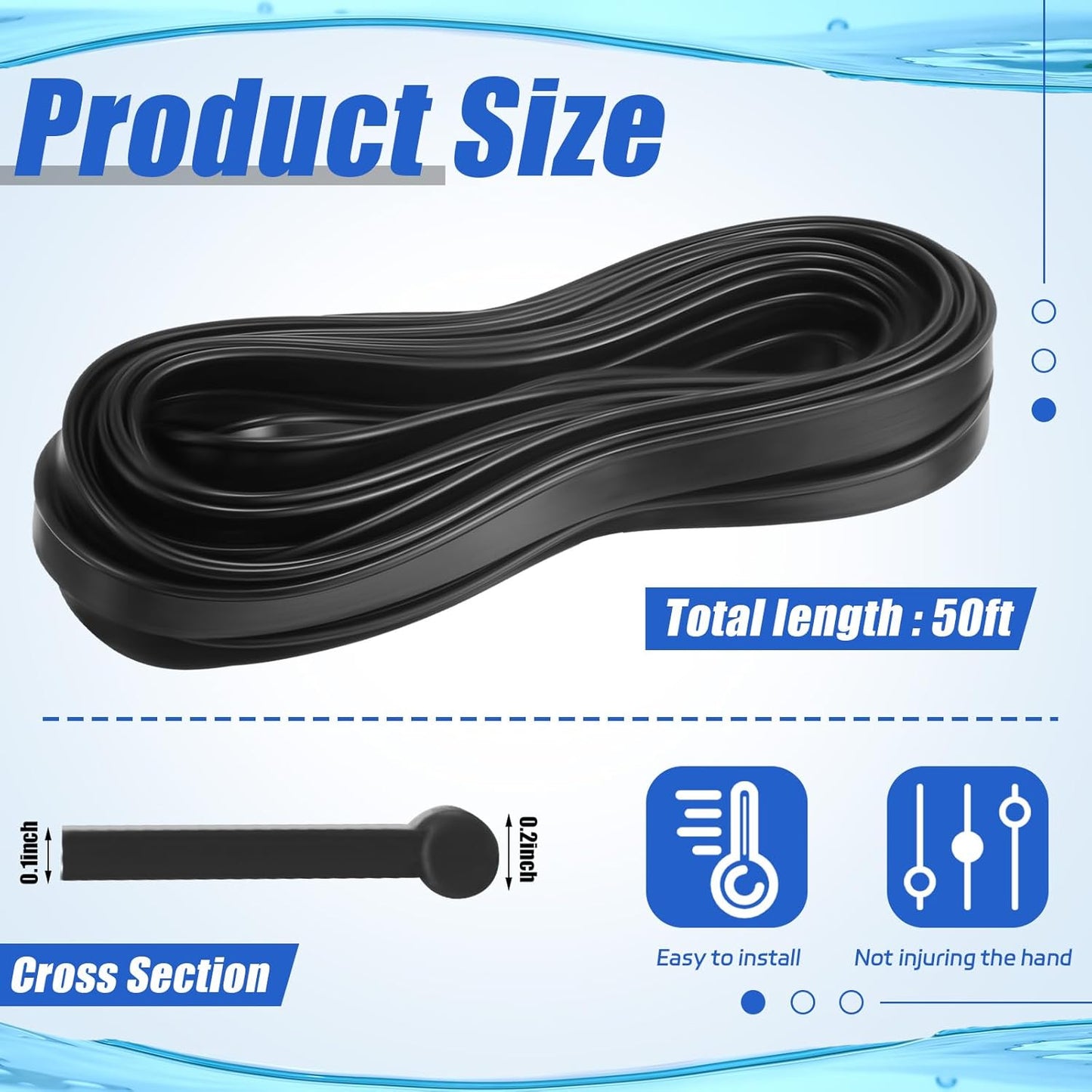 Frienda 50ft Squeegee Rubber Replacement Windows Silicone Blade Black Squeegee Cut to Size Scrubber Refill Head Bulk for Glass Shower Doors Floor Kitchen Car Cleaning