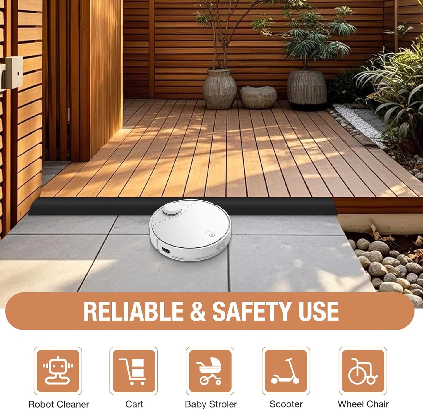 Floor Transition Strip Self Adhesive Vinyl Door Threshold for Doorways Carpet Edging Trim Overlap Edge Reducer for Laminate Floor, Carpet, Tile (Black, 2/5" to 3/5", 6.6Ft)