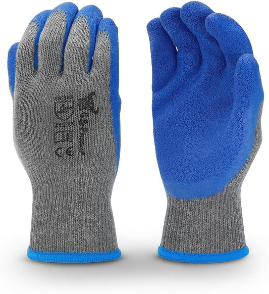 G & F Products 12 Pairs X-Large Rubber Latex Double Coated Work Gloves for Construction, gardening gloves, heavy duty Cotton Blend,3100XL,Blue