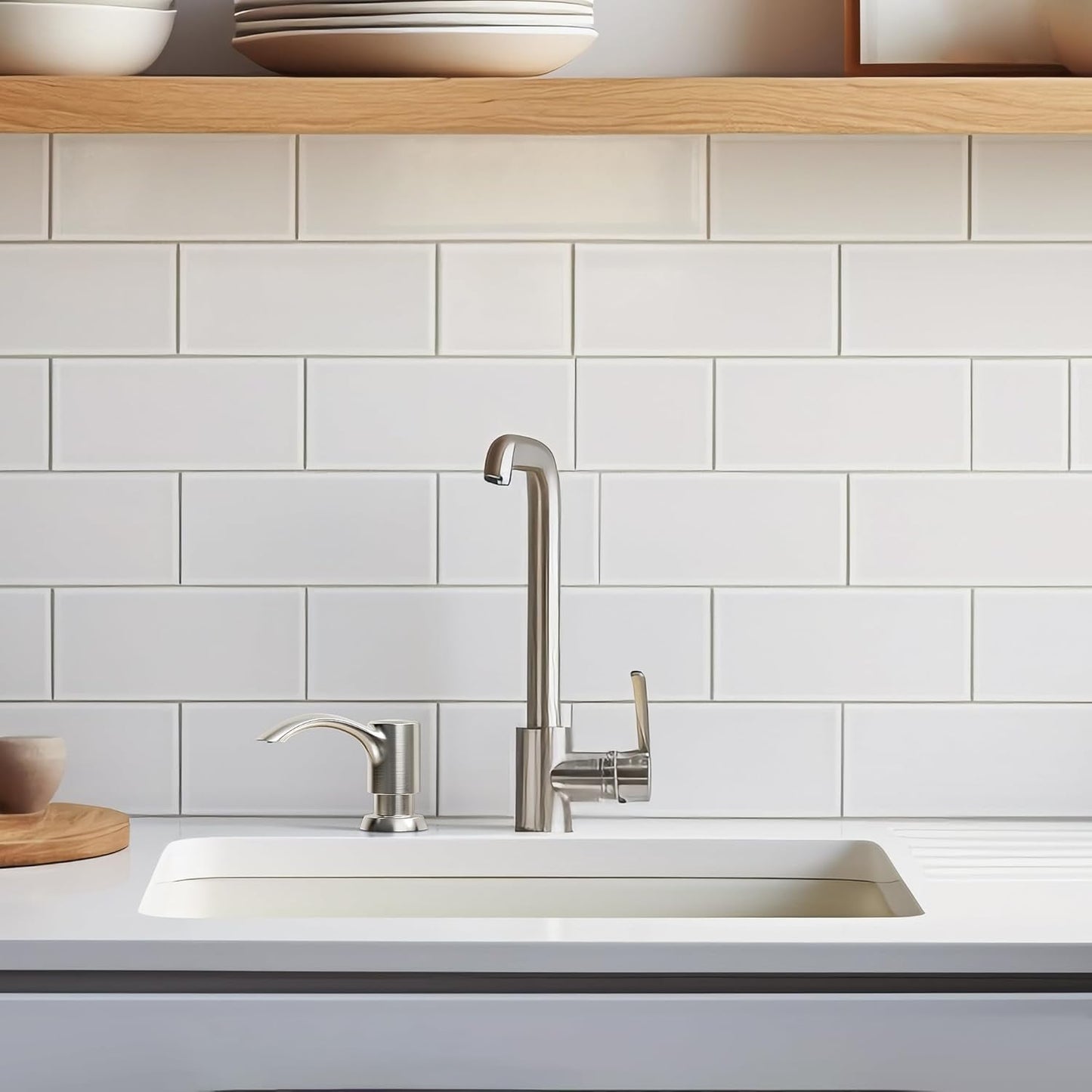 SAMODRA Built-in Kitchen Sink Soap Dispenser with Extension Tube Kit - Brushed Nickel Finish, Leak-Proof Design, No Top Refill Required (39" Tube)