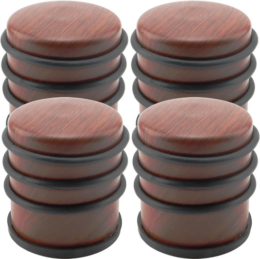 KINJOEK 4 PCS 1KG Heavy Duty No Drill Door Stopper, Stainless Steel Door Stop, Surrounded with Protective Rubber Bands Anti-Slip Door Wedge for Office, Home, Garage, Laundry Door, Brown Te