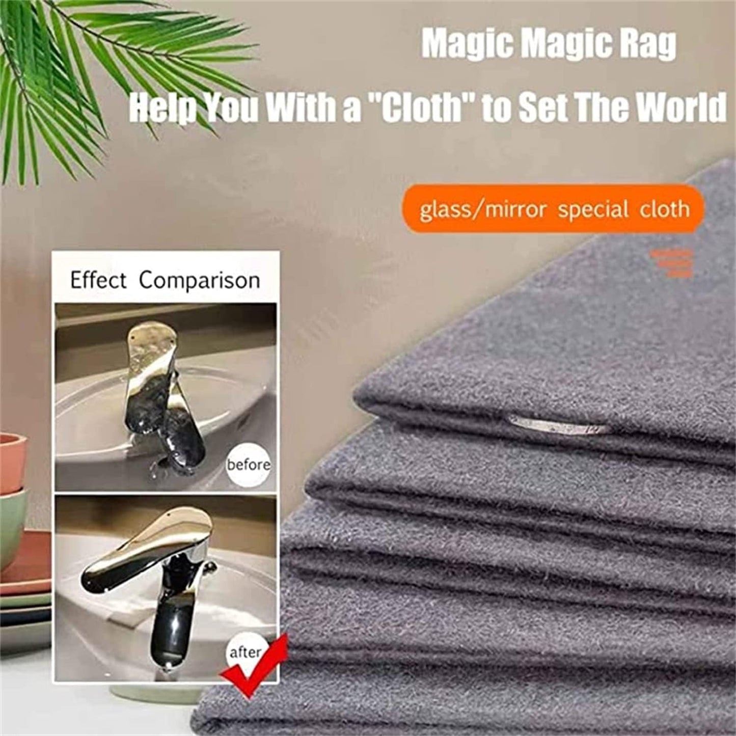5PC Thickened Magic Cleaning Cloth, Reusable Microfiber Cleaning Rags for TV, Cars, Windows, Lint Free, Odorless, Machine Washable