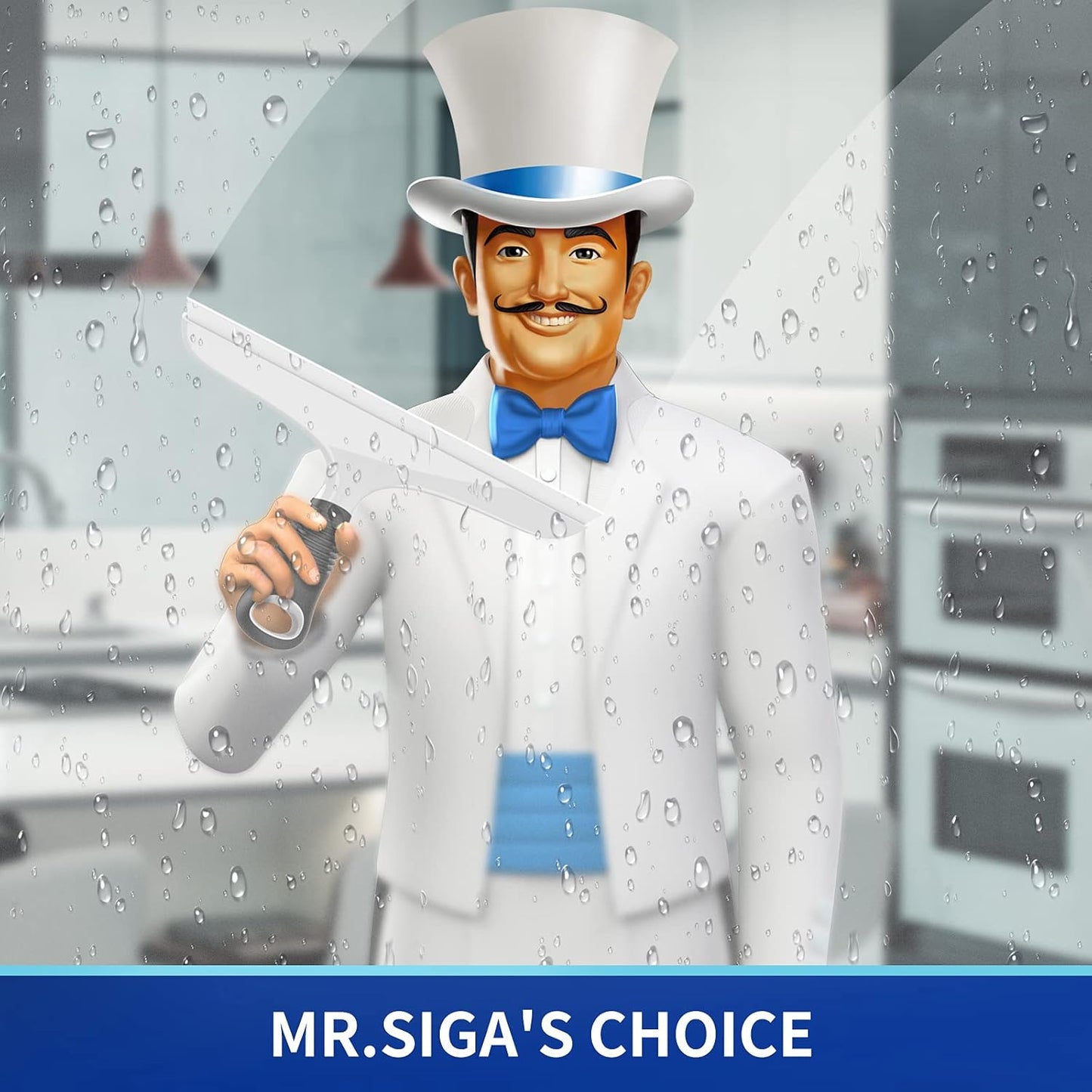 MR.SIGA Multi-Purpose Silicon Squeegee for Window, Glass, Shower Door, Car Windshield, Heavy Duty Window Scrubber, Includes Suction Hook, 10 inch, White & Black, 1 Pack