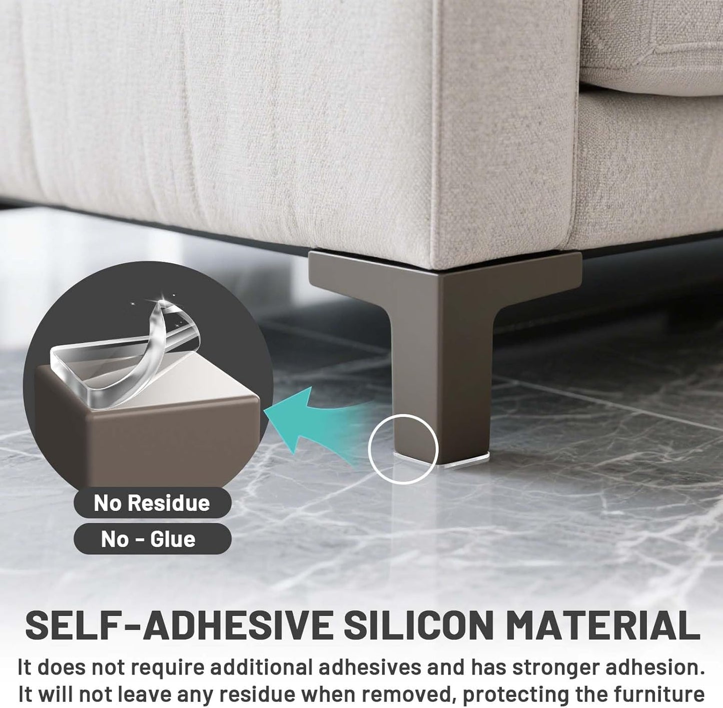 40 PCS Non Slip Furniture Pads, Phixbear Anti Vibration Pads, Reusable Multifunctional Self-Adhesive Silicone Pad, Shockproof and Silent, for Anti-Slip on Tables, Sofas, Beds, and Floor Protection