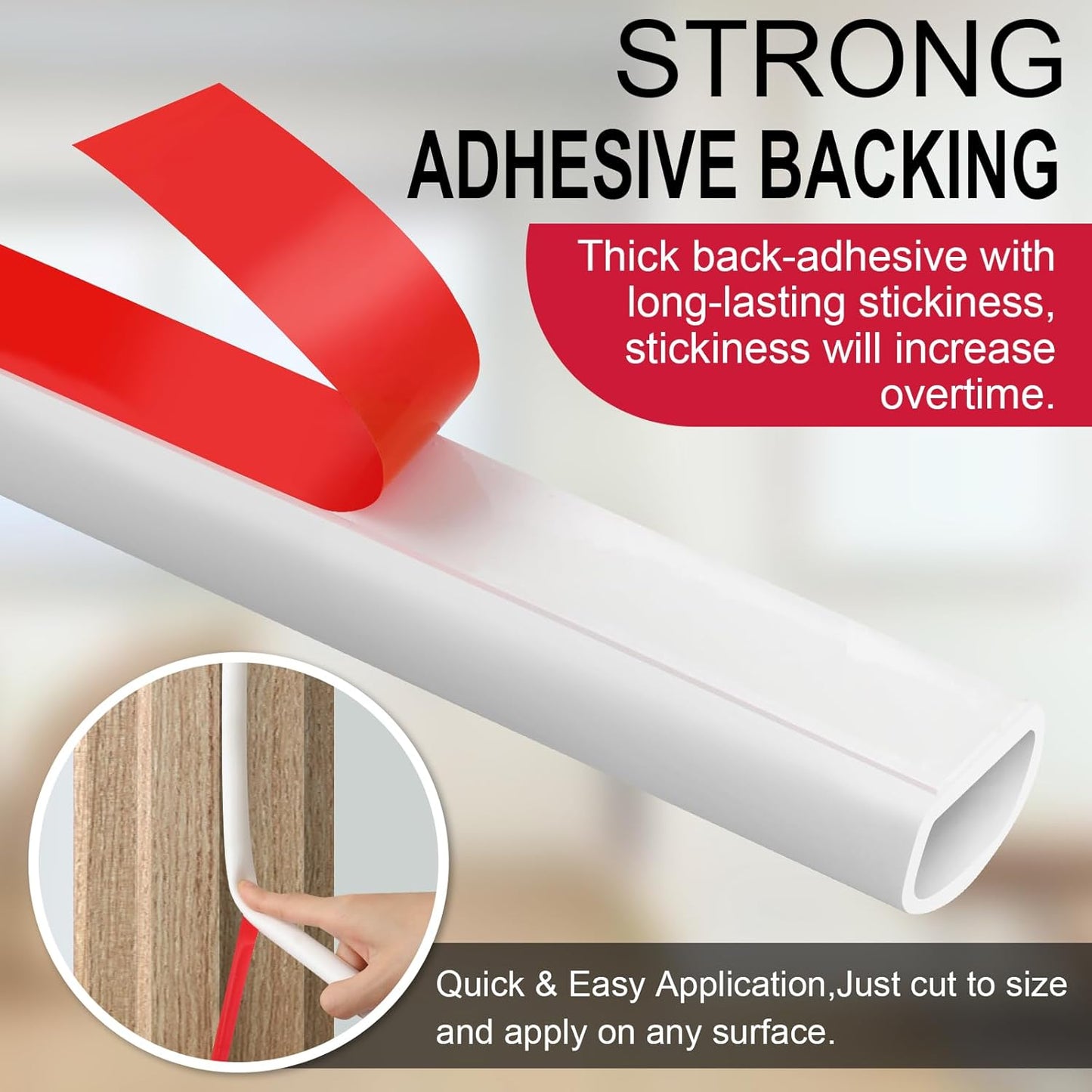 【New Upgrade】 Silicone Door Weather Stripping Door Seal Strip, 19.7 Feet Self-Adhesive D-Shape Door Insulation Strip for Door Frame& Window Seal Large Gaps, Easy to Cut & Install