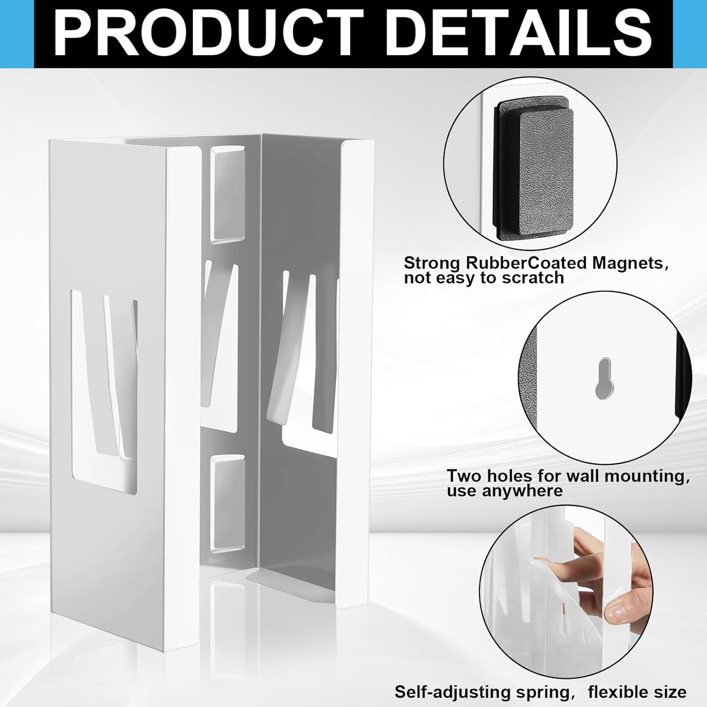 Lounsweer 2 Pcs Magnetic Glove Dispenser Holders Wall Mount Boxes of Gloves Commercial Quality Towels Wipes Paper Tissue Box Holder Kitchen Fridge Office Workshops Garage Tool Hospital(White)