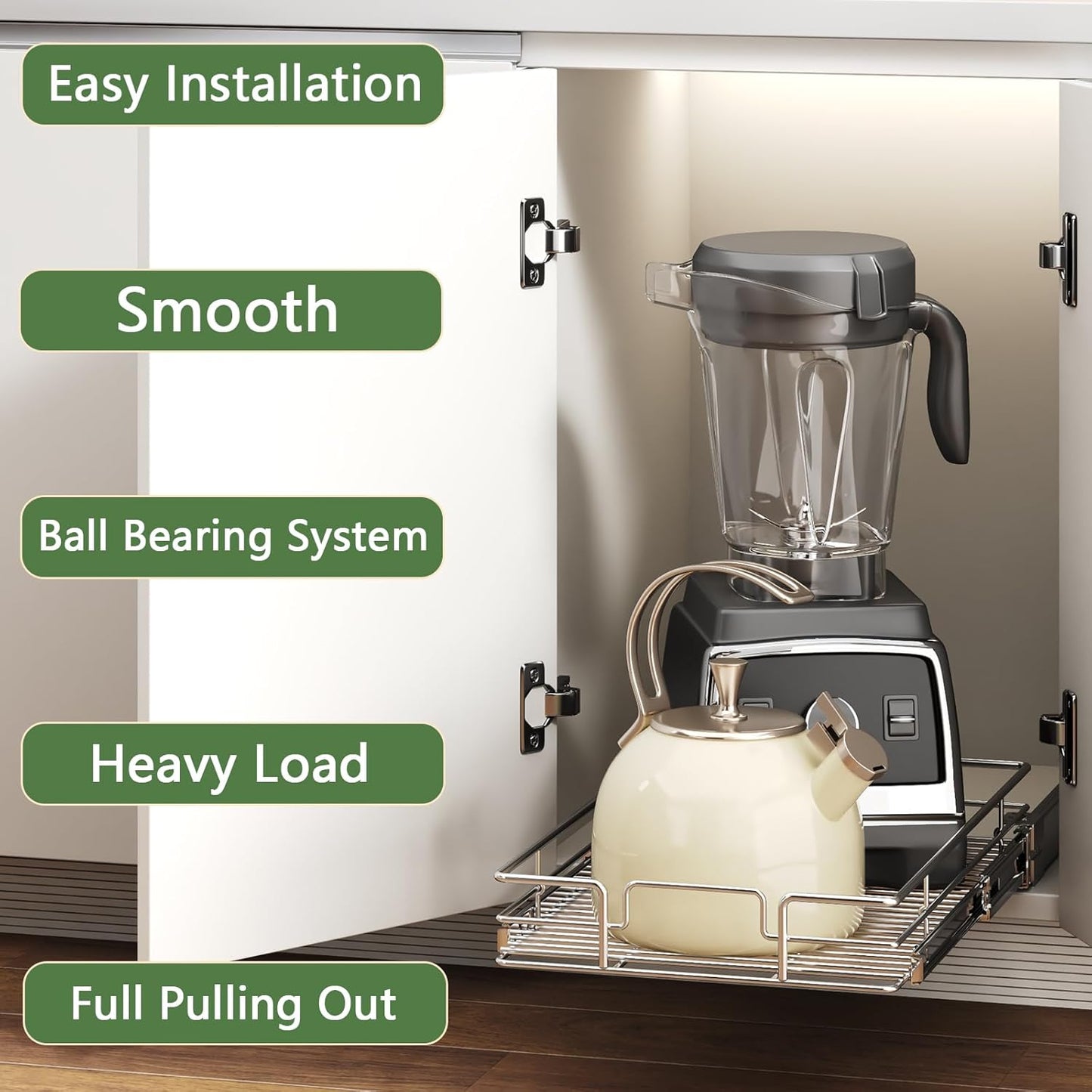 Pull Out Cabinet Organizer 15½" W x 21½" D, Heavy Duty Cabinet Pull Out Shelves, Slide Out Drawers Organization for Kitchen Cabinets Bathroom