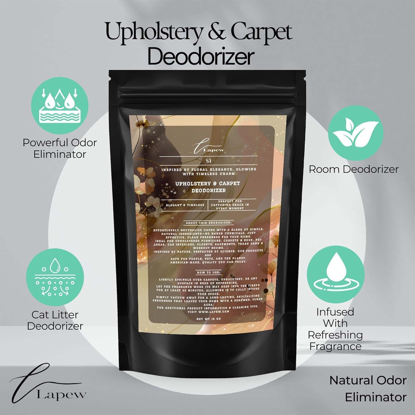 Sì Carpet Freshener Powder 16 oz | Powerful Odor Eliminator for Home | Upholstery Deodorizer | Carpet Deodorizer | Cat Litter Box | Sì Armani Fragrance