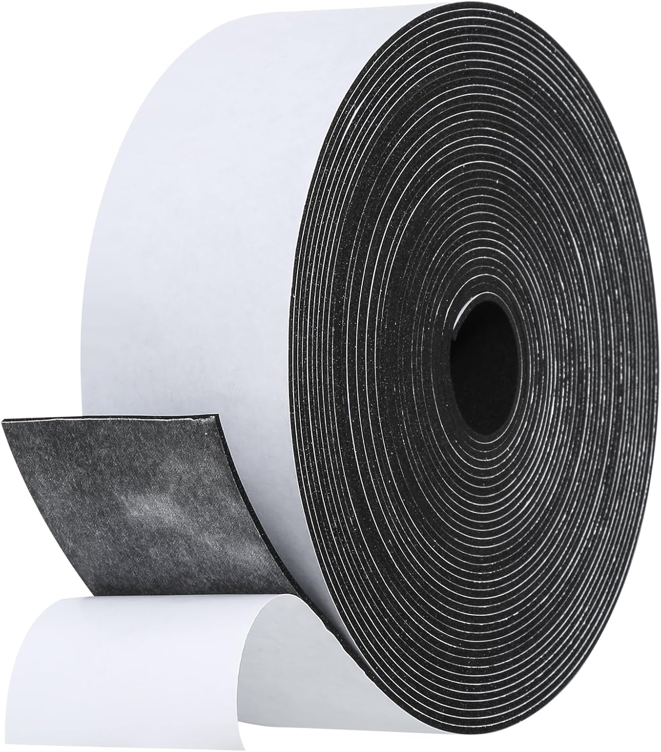 Weather Stripping Door Seal Strip- 2 Inch X 1/16 Inch X 32Feet, Strong Adhesive, Lightproof, Soundproof, Weatherproof Foam Tape Insulation for Sliding Door, Front Door Frame, Windows- Black