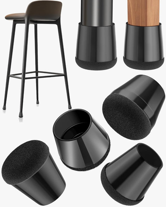 24-Pack Silicone Chair Leg Floor Protectors for Hardwood Floors -Felt Furniture Pads, Rubber Chair Leg Covers/Caps - Noise Reducing & Scratch-Proof - Round Small (Fits 14/16"-15/16" / 21-25mm), Black
