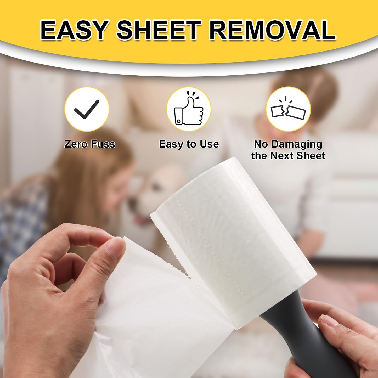 Lint Rollers 2 Pack for Pet Hair 500 Sheets Extra Sticky Pet Hair Remover for Clothes Furniture Carpet Cleaner Cars Dogs Travel-Friendly Grip Handle