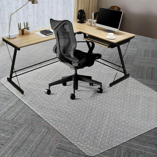 Vicwe Large Office Chair Mat for Carpeted Floors，63"X51" Rectangle Desk Chair Mats with Studs for Low and No Pile Carpeted Floors, Easy Glide Computer Desk Chair Mat for Home & Offices