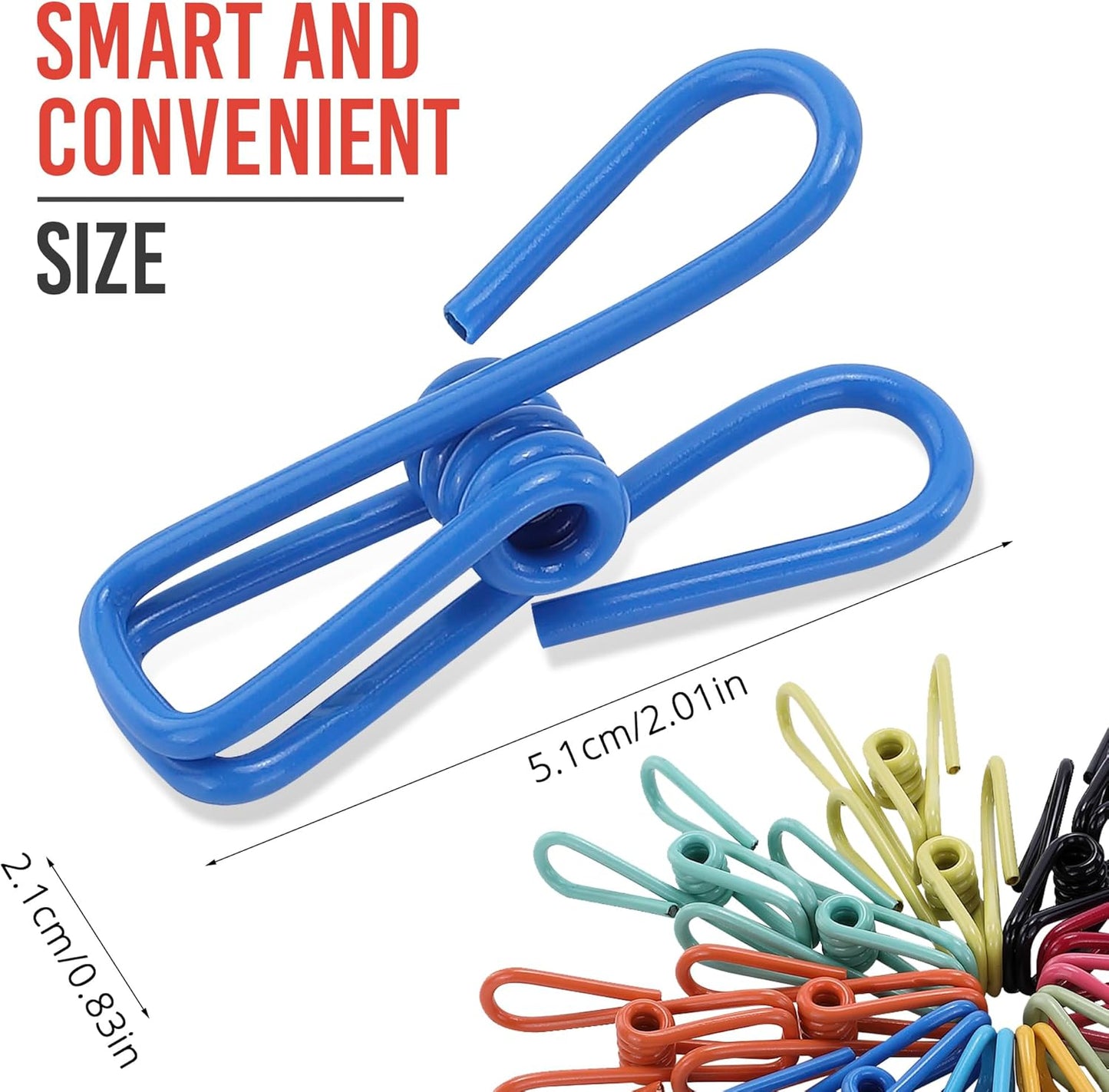 Riveda 30 Pack Assorted Chip Bag Clips Utility - PVC 2 Inch Coated Colorful Sealer for Sealing Food - Paper Holder, Clothesline Clip for Laundry Hanging, Kitchen Bags, Multipurpose Clothes Pins