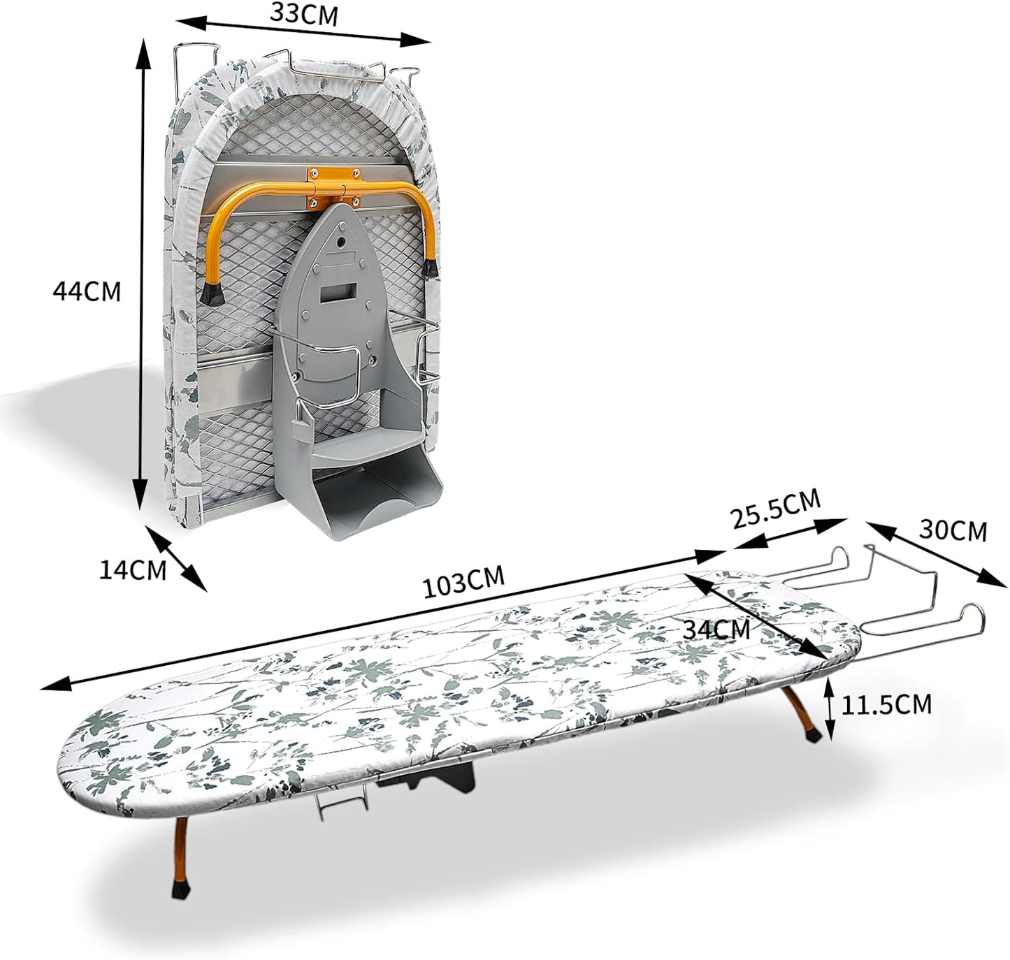 Tabletop Ironing Board Folding with Iron Holder and Iron Rest, Portable Space Saving Small Metal Ironing Board
