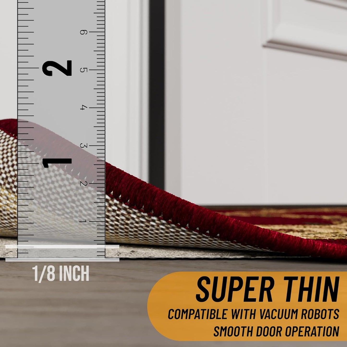 Ottomanson 7'8" x 8' Non-Slip Rug Pad Gripper 1/12 Inch Ultra Thin Dual Surface Felt + Rubber Gripper - Safe for All Floors, Cream