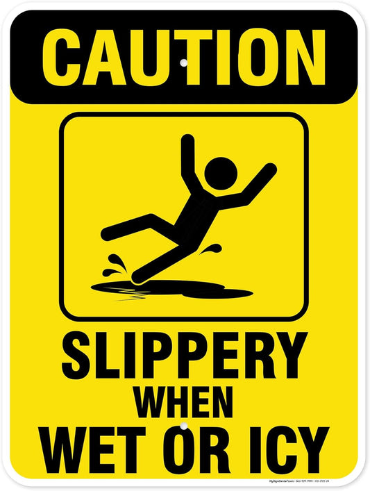 Caution Slippery When Wet Sign or ICY Sign, 18"x24" Polyethylene, Indoor/Outdoor Use, USA MADE By My Sign Center