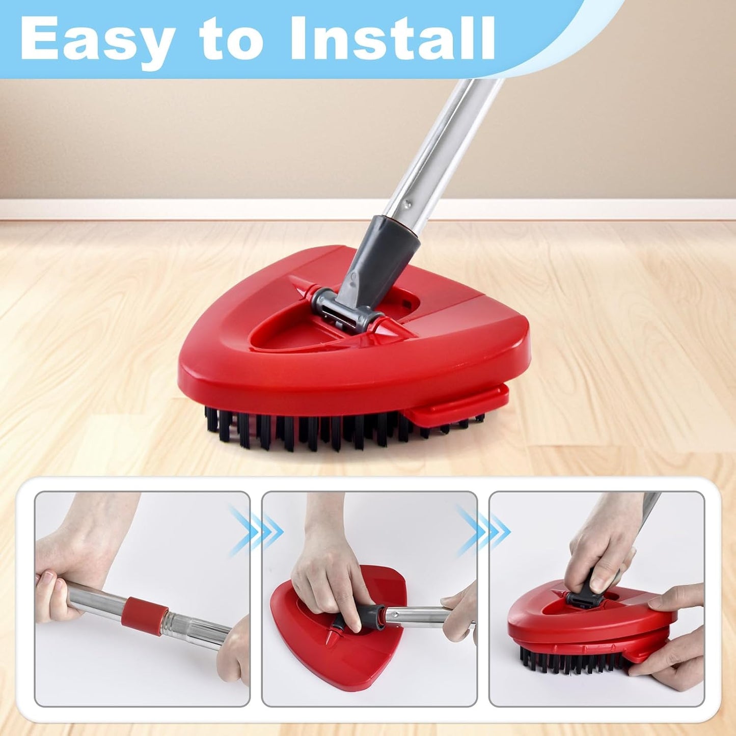 Spin Mop Handle for O-Cedar,Scrub Brush and Mop Base Compatible with Ocedar EasyWring 1 Tank System,4 Section 30" to 58" Mop Replacement Handle Stick Pole for O Cedar Spin Mop Refills and Brooms