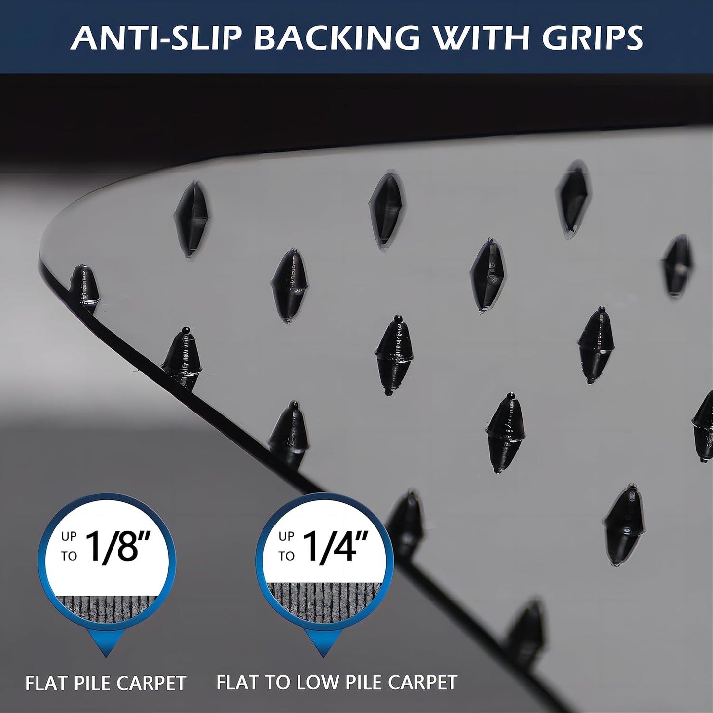 SALLOUS Office Chair Mat for Carpet, 48in x 36in Heavy Duty, Gaming Chair Mat with Grips, Rolling Desk Chair Floor Mat for Home Office (Black, Extended Lip)