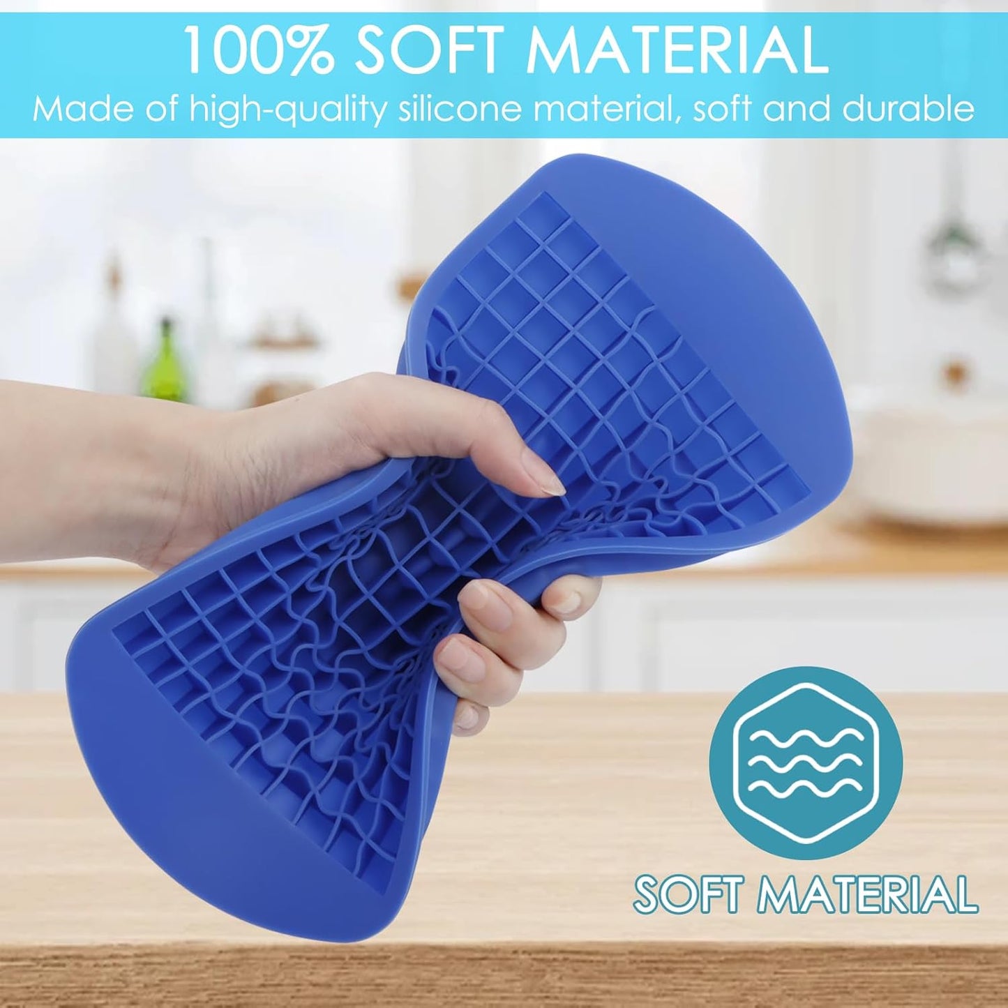 Silicone Mini Ice Cube Trays 2 Pack, 160 Crushed Ice Cube Molds, Easy Release Small Ice Cube Trays with BPA free & Quick freezing, Reusable, for Baby Food, Chilling Whiskey Cocktail, Drinks and Coffee