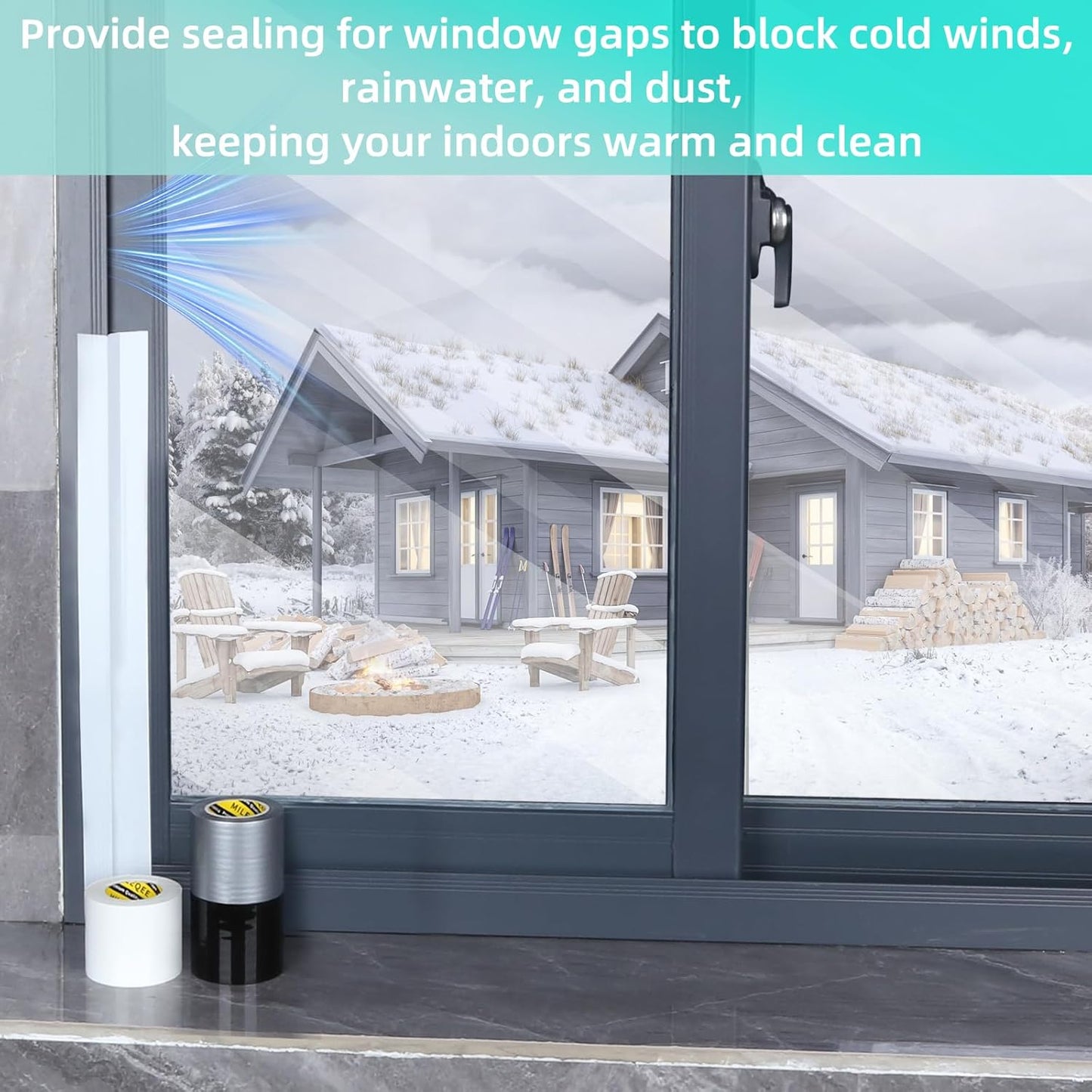 Window Weather Stripping Door Seal Tape Black, 2in x 66FT, Automotive Weatherstrip Adhesive Seal Strip for Car Auto Trunk, Weatherproof Gap Sealing Sealer Draft Blocker, Residue Free