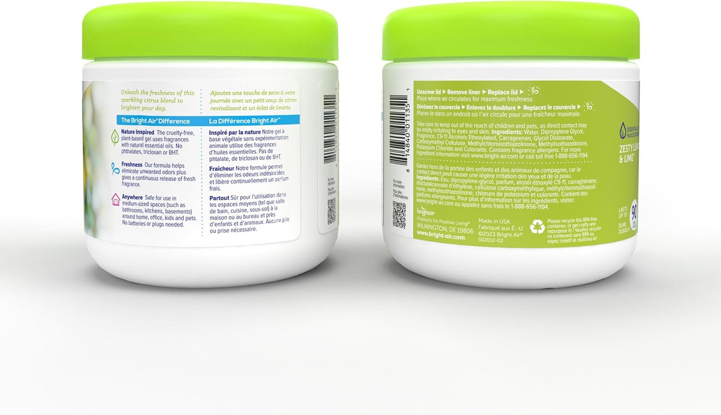 Bright Air 14 oz. Super Odor Eliminator, For Medium-Size Spaces, Zesty Lemon & Lime Scent, Case of 6, Air Freshener, Natural Essential Oils, Lasts Up to 90 Days Each