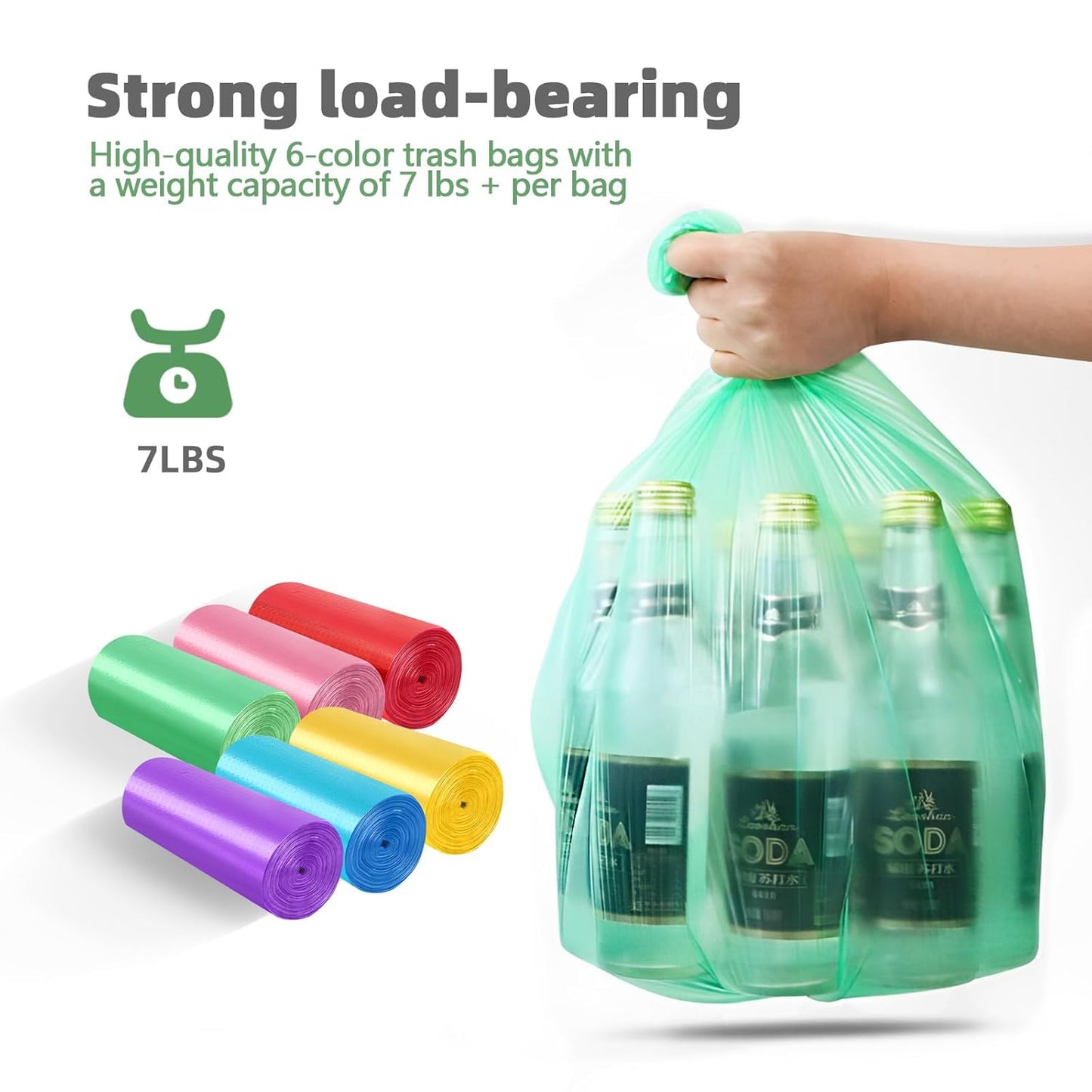 Small Trash Can 3 Pack 1.8 Gallons, Bathroom Trash Can & Garbage Can with 6 Trash Bags, Bedroom Trash Bin & Waste Basket for Office, Bedroom, Living Room, Kitchen, Compact Space