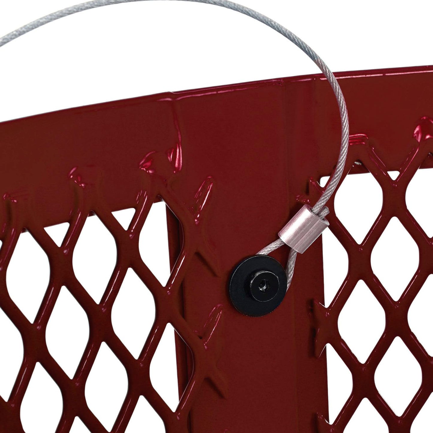 Global Industrial 36 Gallon Outdoor Steel Trash Can with Dome Lid and Raised Base, Plastic Liner and Anchor Kit Included, 23-1/2" Diameter x 43" H, Powder Coat Finish, Unassembled, Red