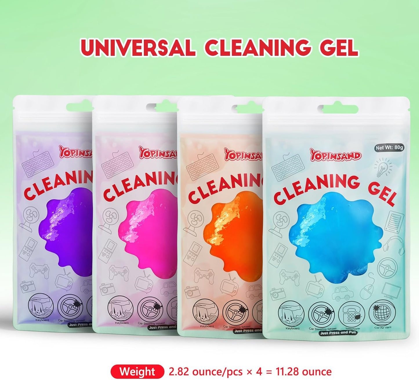 Car Cleaning Gel, 4 Pack Car Cleaning Putty, Universal Auto Deatiling Tools, Reusable Interior Cleaner for Car Keyboard Air Vent, Car Slime Cleaner Dust Cleaning Gel