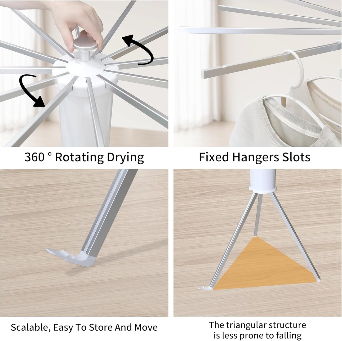 Clothes Drying Rack Tripod,Laundry Hanger Dryer Rack,Portable Foldable Drying Rack-Drying Rack Clothing Laundry Bedroom Household Aluminum-12rods
