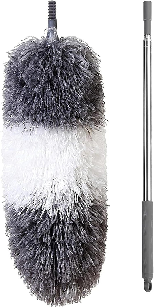 BOOMJOY Microfiber Feather Duster with Extendable Pole and Bendable Head, 100" Telescoping Duster for Cleaning Ceiling, Fan, Furniture