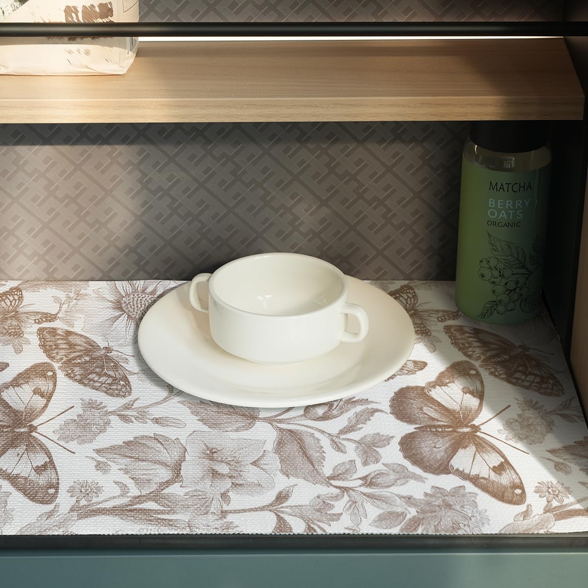 Drawer and Shelf Liner for Kitchen Cabinets,Non-Adhesive Cabinet Liner,Non Slip Waterproof Drawer Liner,Easy to Clean Strong Grip Kitchen Liner for Cupboard,Dresser,Shelves,(12In x 16.4FT)