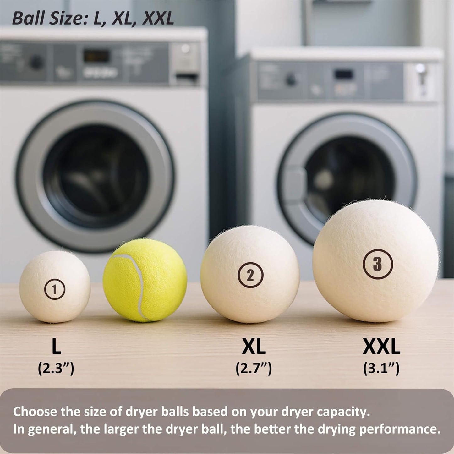 Sheep Wool Dryer Balls 6 Pack XXL(3.1") Premium Natural Fabric Softener, Reusable Laundry Dryer Balls for Reducing Drying Time, Static and Wrinkles, Eco-Friendly – 100% New Zealand Wool