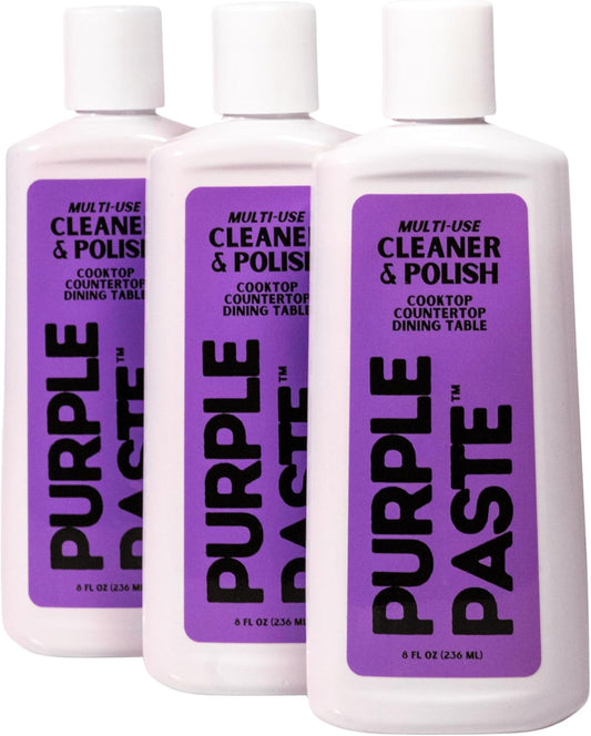 Purple Paste All Purpose Cleaning & Polishing Paste – Tough Stain Remover for Kitchen, Bathroom, Oven, Stove, Tile & Grout – Multi-Surface Cleaner Made in USA, 8oz (Pack of 3)
