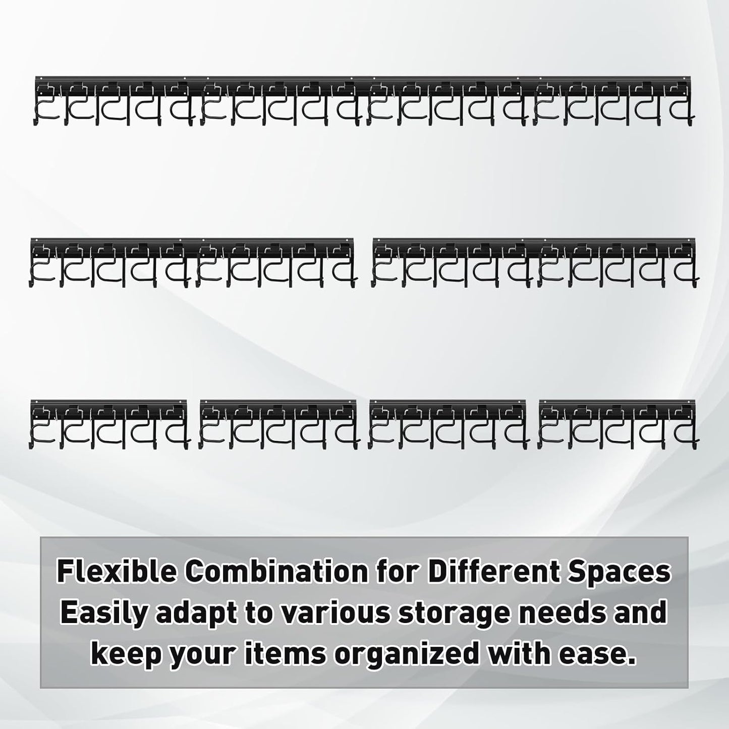 LEYU Metal Garage Tool Organizer Wall Mount, 2 Pack Garden Tool Organizer With Extension Cord Straps, Garage Organization Hooks and Hangers for Shed, Yard Storage, Wall Holder for Hanging Broom Mop