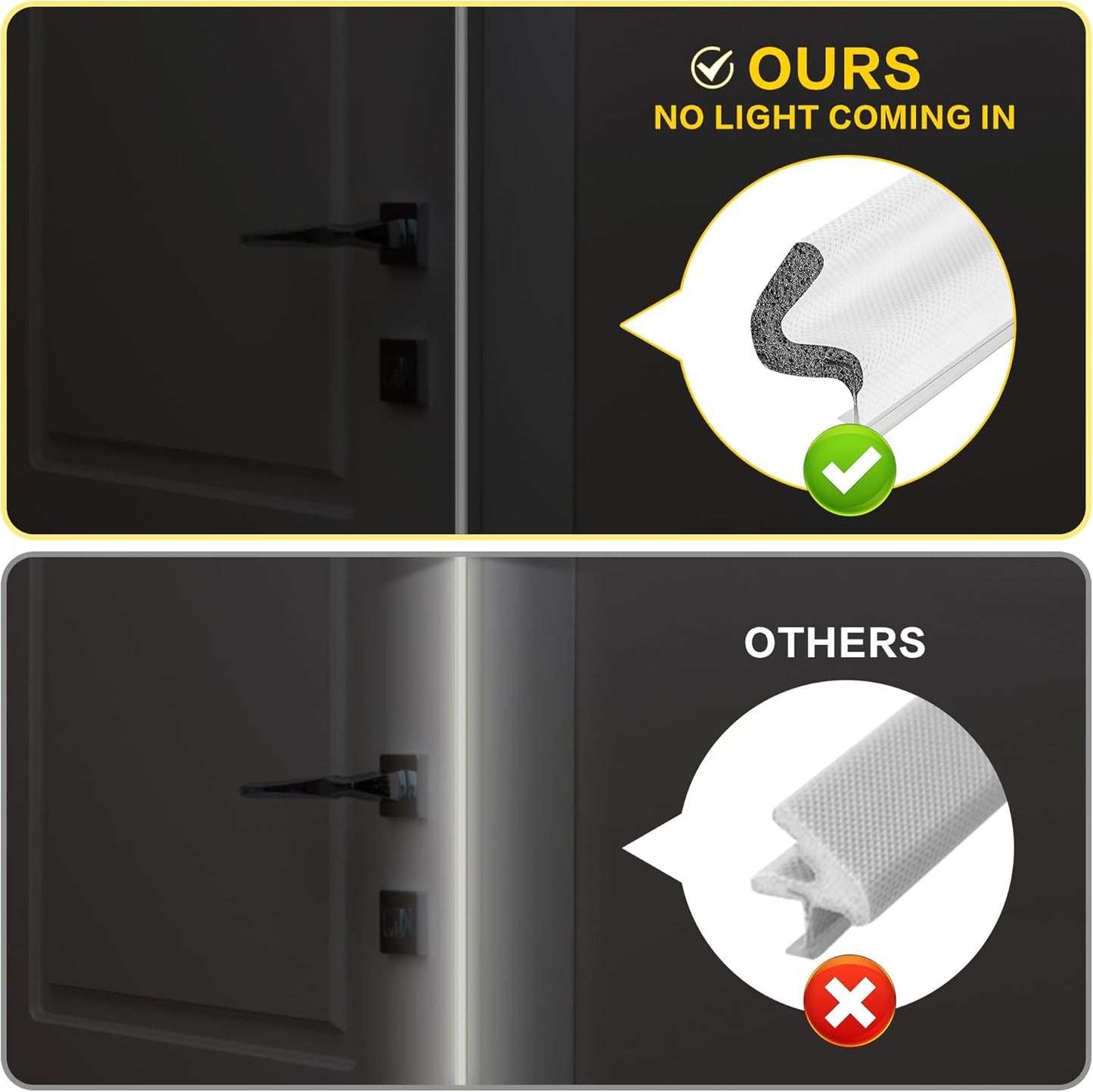 Weather Stripping Door Seal Strip - Soundproof Q-Shaped Foam for Exterior Door Frame, Large Gap Seal, Noise Cancelling, Easy to Install (White, 26FT)