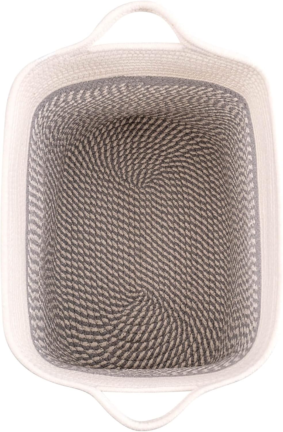 Medium and Large Woven Basket//With Handle, Used for Toys and Fabric Storage Basket used for Storing xl Storage Box, Decorative Storage Box Room (14L*15.7H TWhite/Gray, 14L*10W*15.7H)