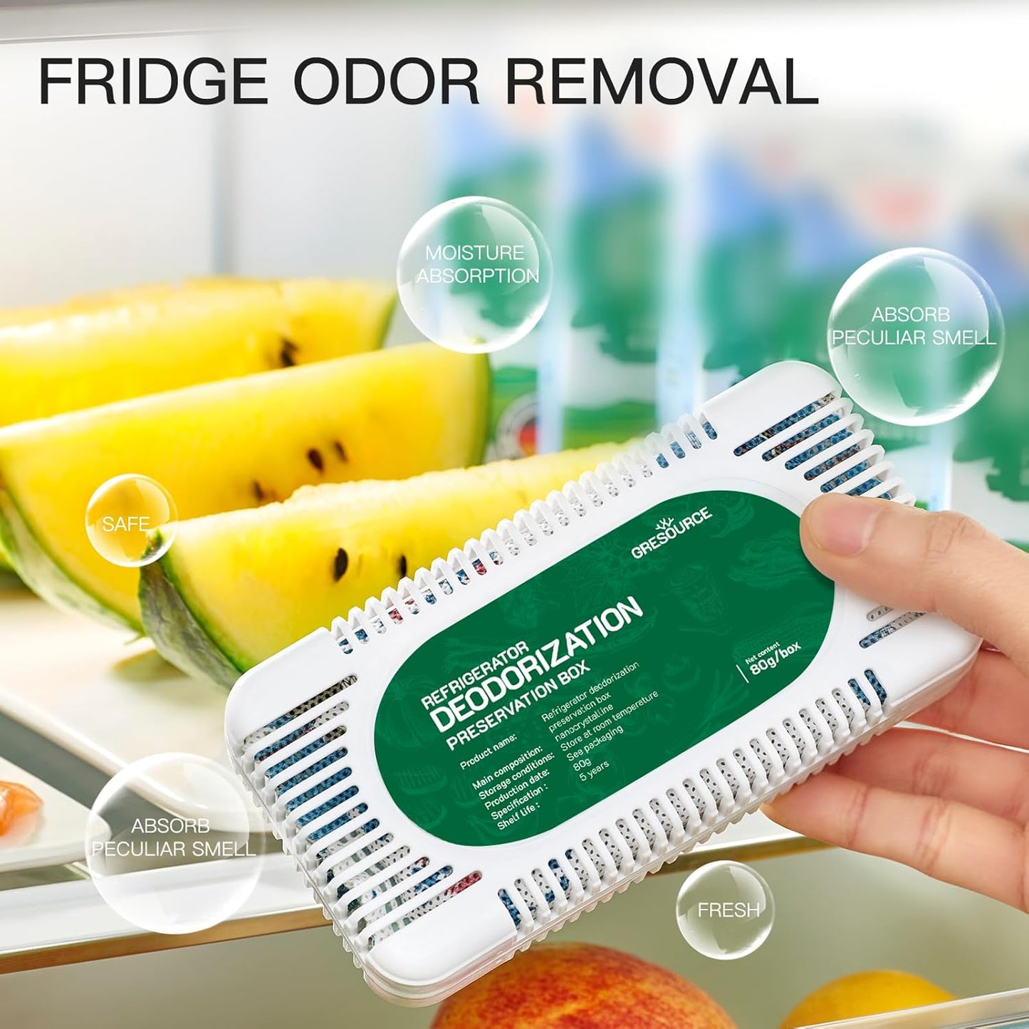 8 Pack Fridge Deodorizer, Refrigerator and Freezer Deodorizer Odor Eliminator Reusable, Unscented Activated Carbon Odor Absorber and Moisture for Freezers, Coolers, Closet and Trash Can