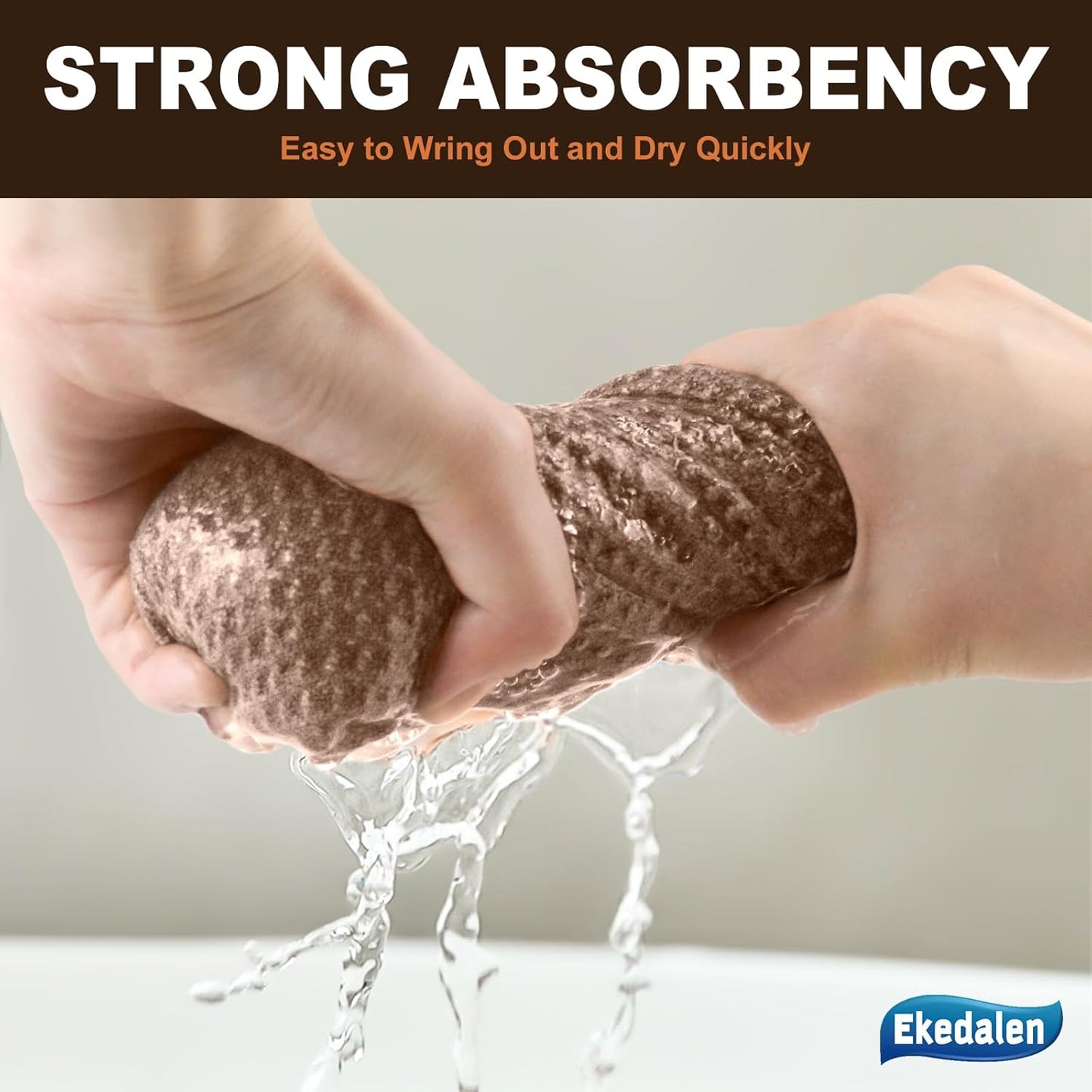 Microfiber Cleaning Cloth Waffle Weave for Dusting Absorbent Towel Quick Drying Dust Rags Household Kitchen, Lint Free Streak Free, 6 Pack,12 x 12 Inches, Khaki