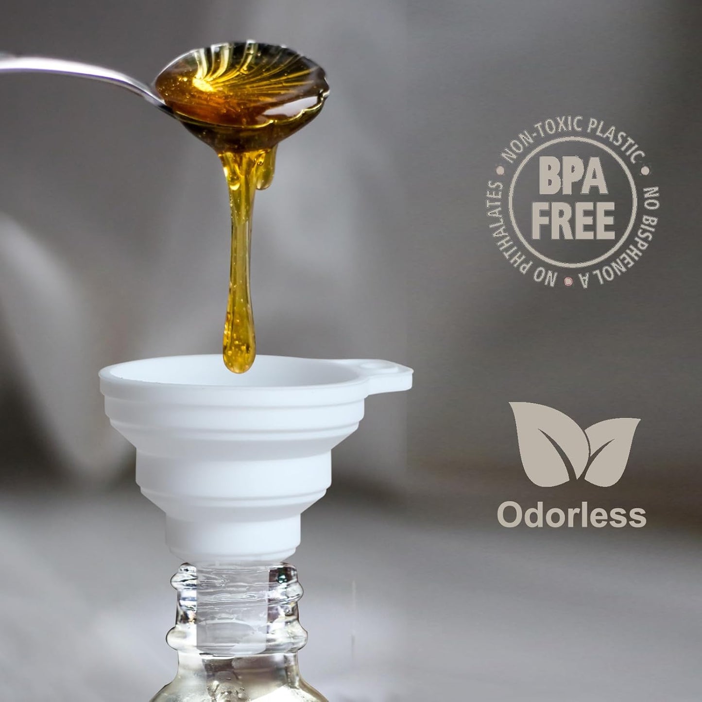 KongNai Kitchen Funnel Set, Small and Large, Kitchen Gadgets Accessories Foldable Silicone Collapsible Funnels for Filling Water Bottle Liquid Transfer Food Grade (6 Pack)